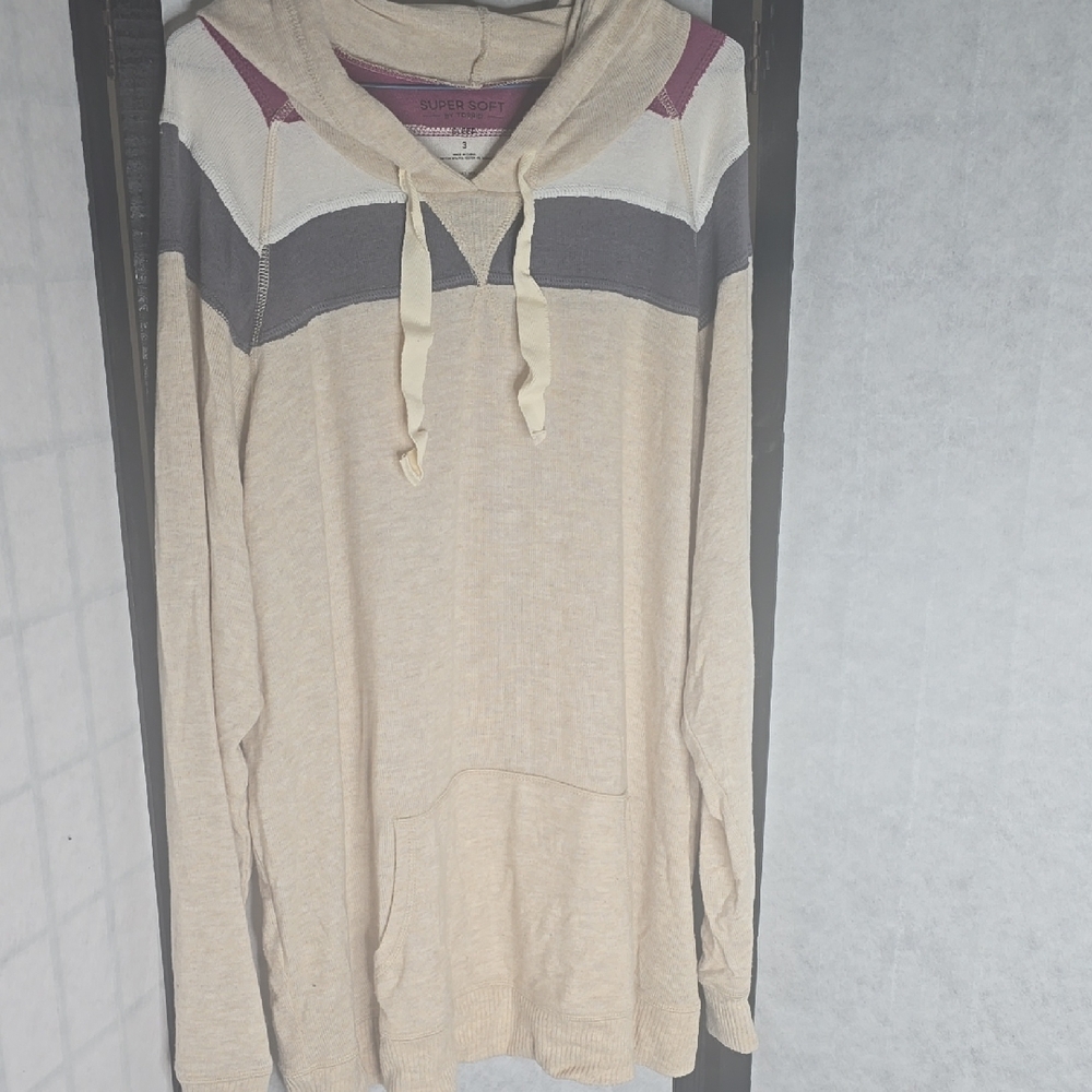 Super Soft Beige Hoodie with Stripes